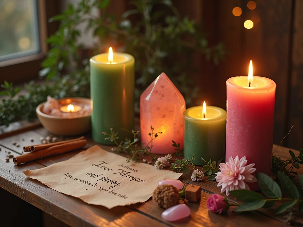 Hands holding candle and rose oil for daily prosperity ritual"